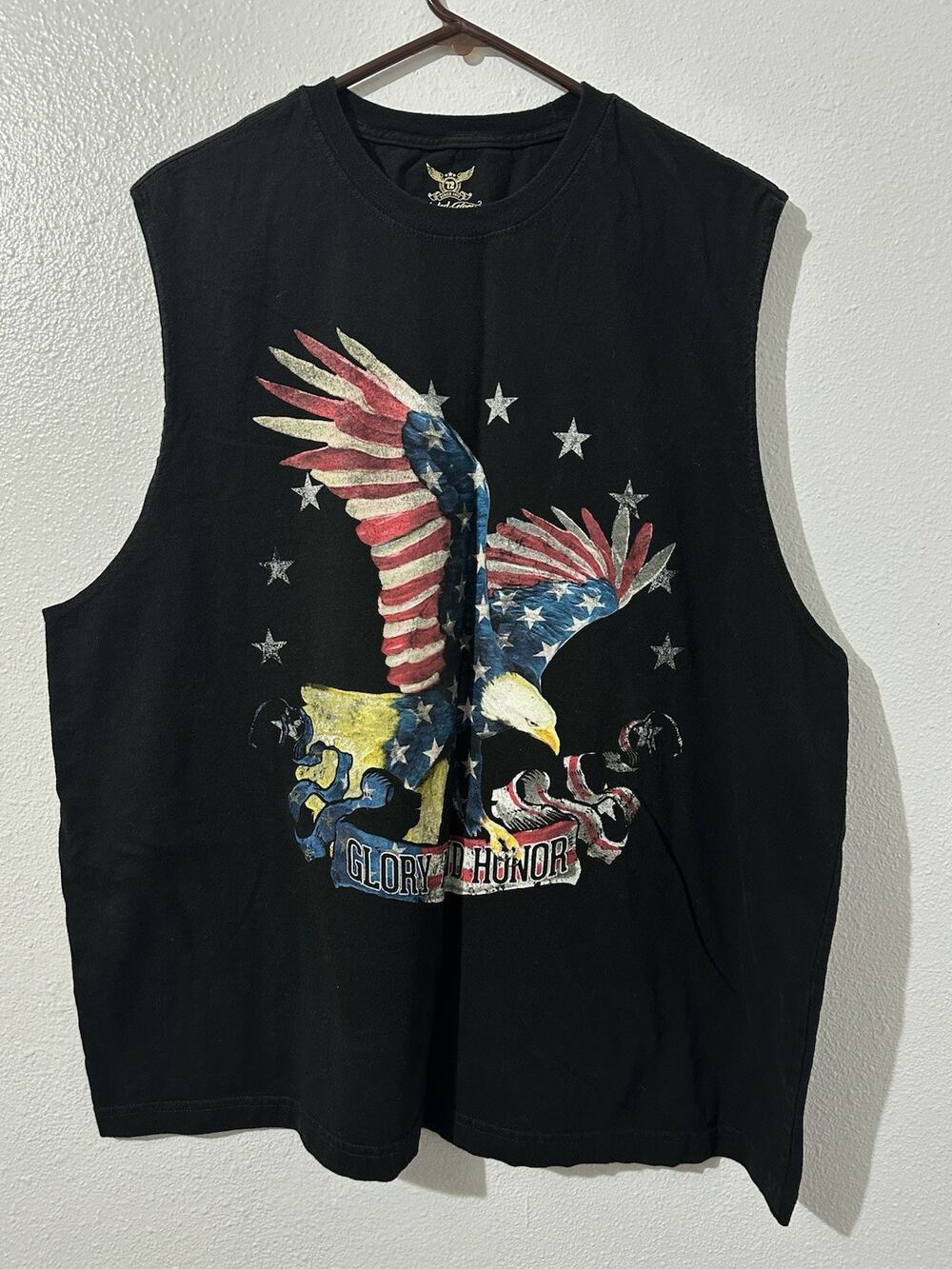 Faded Glory Mens 2XL “Glory And Honor” Black Tank Top American Eagle Patriotic